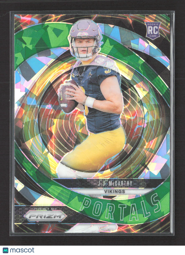 2024 Panini Prizm Portals J.J. McCarthy #7 Green Ice RC