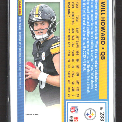 2025 Panini Donruss Optic Prizm Will Howard #233 Pink