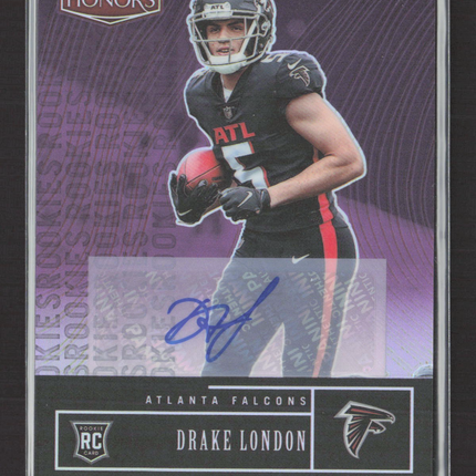 2022 Panini Honors Prizm Drake London #38 RC 10/15 Purple Auto
