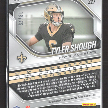 2025 Panini Prizm Football Tyler Shough #327 Green Scope Auto 18/75 RC