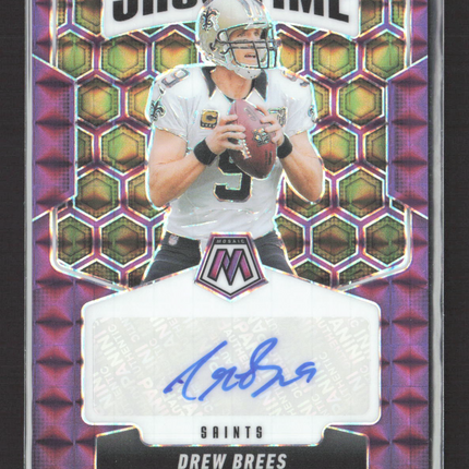 2025 Panini Prizm Mosaic Showtime Drew Brees #SOS-DBR Purple Auto 29/49