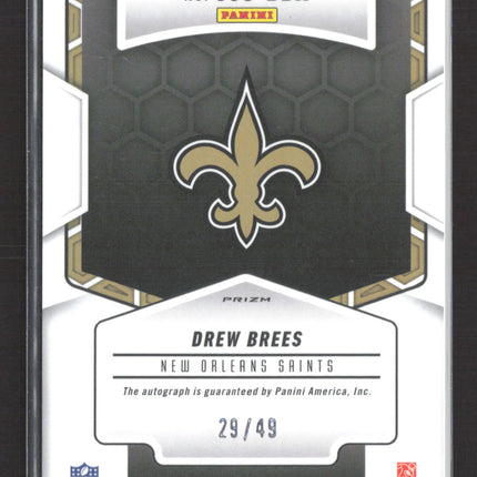 2025 Panini Prizm Mosaic Showtime Drew Brees #SOS-DBR Purple Auto 29/49