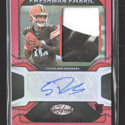 2025 Panini Certified Freshman Fabric Shedeur Sanders Red Patch /99 RC Auto