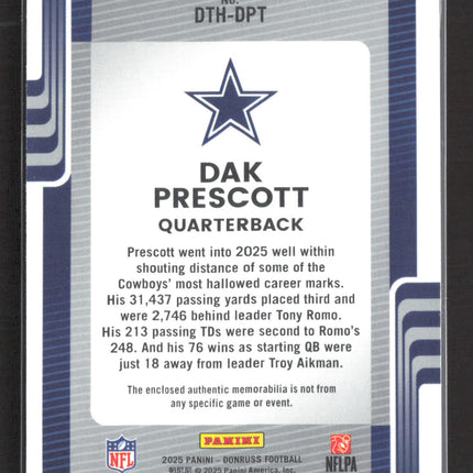 2025 Panini Donruss Football Threads Dak Prescott #DTH-DPT Jersey