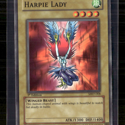 Yu-Gi-Oh! Harpie Lady (Original Artwork) Metal Raiders Com MRD-008 1st Edition