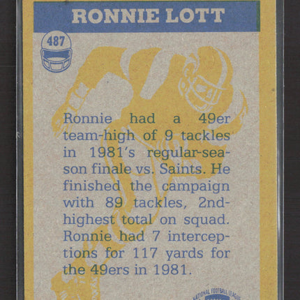 1982 Topps Ronnie Lott #487 In Action