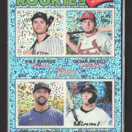 2024 Topps Heritage Warming Bernabel Cesar Prieto Jack Winkler #394 Blue Sparkle