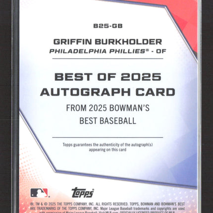 2025 Bowman's Best Baseball Griffin Burkholder #B25-GB