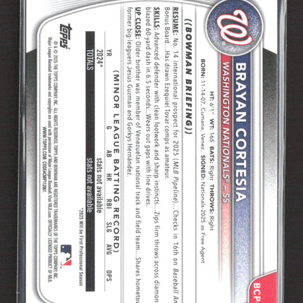 2025 Bowman Chrome Brayan Cortesia #BCP-211 Geometric 224/499