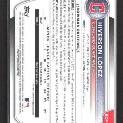 2025 Bowman Chrome Hiverson López #BCP-196 Refractor 435/499 1st Bowman