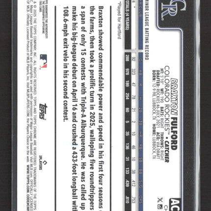 2025 Topps Chrome Braxton Fulford #AC-BF Rc Auto