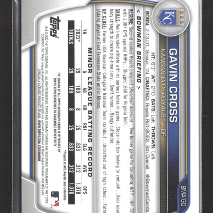 2023 Topps Bowman Chrome Gavin Cross #BMA-GC Mega Box Auto
