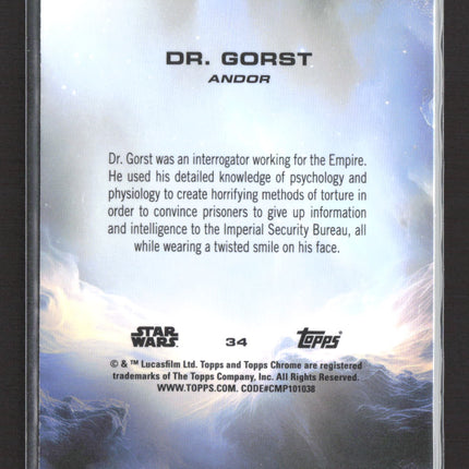 2023 Topps Chrome Star Wars Star Wars Dr Gorst Green Sapphire /99 Debut #34