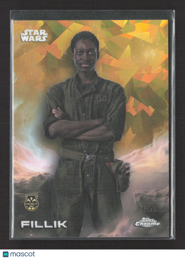 2024 Topps Chrome Star Wars Fillik 34/50 Debut #44 Gold Sapphire /50