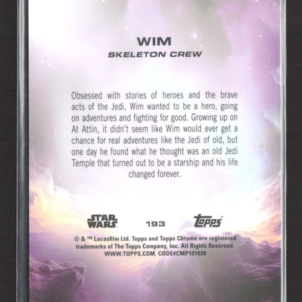 2024 Topps Chrome Star Wars Wim Gold Sapphire 33/50 Debut #193