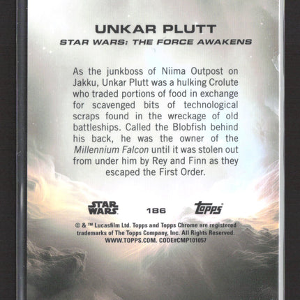 2016 Topps Chrome Star Wars: The Force Awakens #186 Unkar Plutt Blue /150