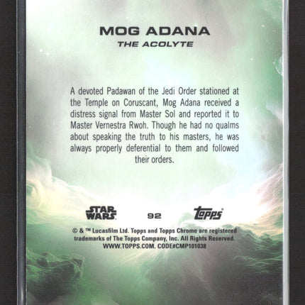 2024 Topps Chrome Star Wars The Acolyte Mog Adana 097/199 Debut #92 Purple