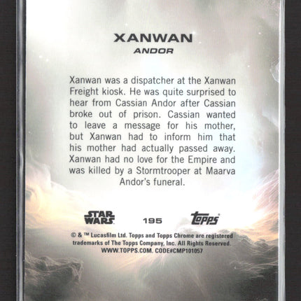 2023 Topps Chrome Star Wars Zubin Varla Debut #195 Xanwan Sapphire