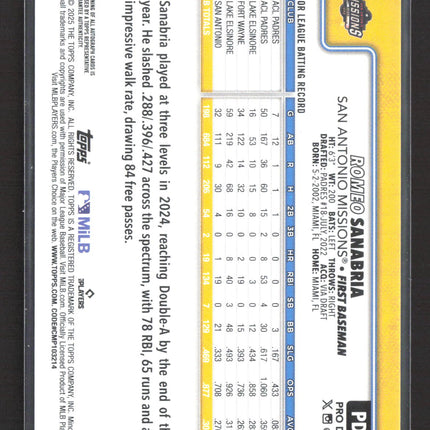 2025 Topps Pro Debut Romeo Sanabria #PD-4 Auto