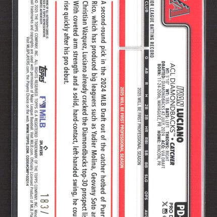 2025 Topps Pro Debut Ivan Luciano #PD-60 Pink Auto /199