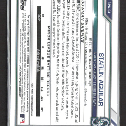 2020 Bowman Chrome Starlin Aguilar #CPA-SA Auto