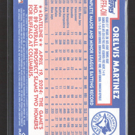 2024 Topps Archives Fan Favorites Orelvis Martinez #84FFA-OM RC Auto