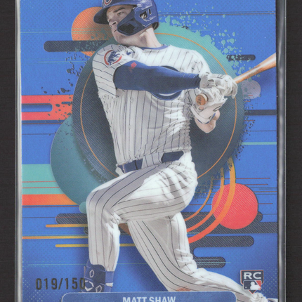 2024 Topps Finest Matt Shaw #162 Blue Refractor RC 019/150