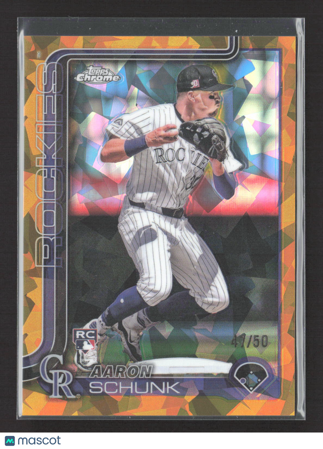 2025 Topps Chrome Aaron Schunk #238 Gold Sapphire RC 41/50