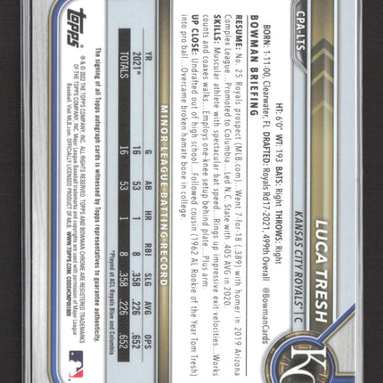 2022 Bowman Chrome Luca Tresh #CPA-LTS Auto