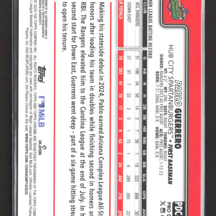2024 Topps Chrome Pro Debut Pablo Guerrero #PDC-172 Gold Refractor 13/50 Auto