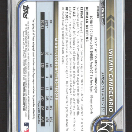 2022 Topps Bowman Chrome Wilmin Candelario #CPA-WC Refractor 379/499 Auto