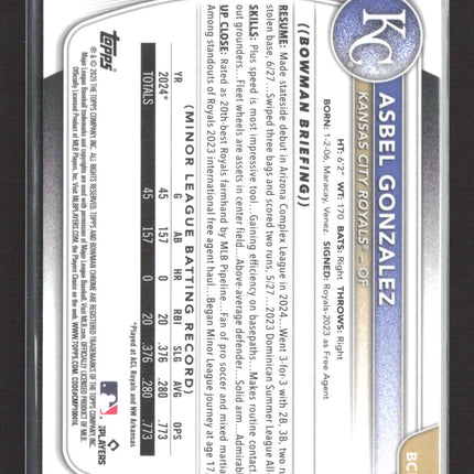 2025 Bowman Chrome Asbel Gonzalez #BCP-4 1st Bowman Reptillian