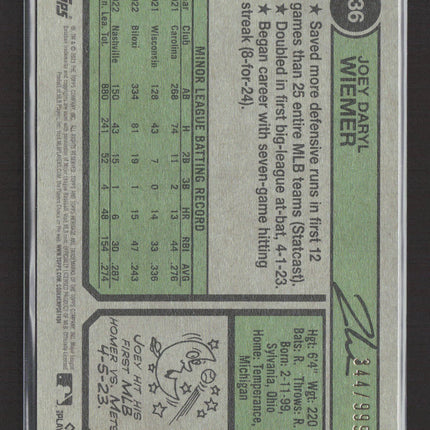 2023 Topps Heritage Joey Wiemer #636 RC Chrome /999