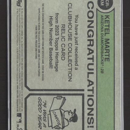 2023 Topps Heritage Clubhouse Collection Ketel Marte #CCR-KM Bat Relic