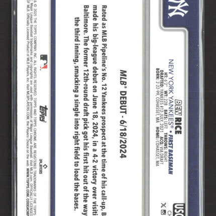 2025 Topps Chrome Update Ben Rice #USC138 RC