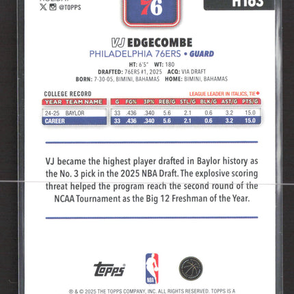 2025 Topps Holiday VJ Edgecombe #H163 RC