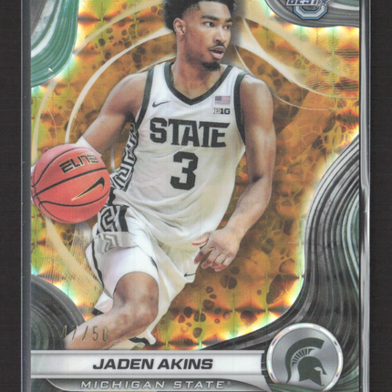 2025 Topps Bowman University Best Jaden Akins #94 Gold Refractor /50