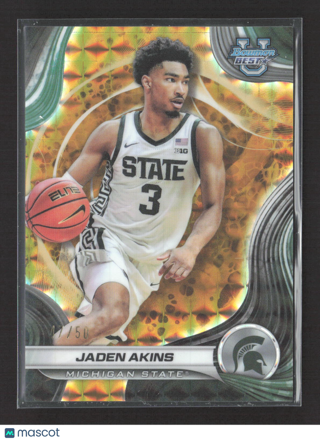 2025 Topps Bowman University Best Jaden Akins #94 Gold Refractor /50
