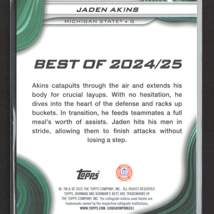 2025 Topps Bowman University Best Jaden Akins #94 Gold Refractor /50