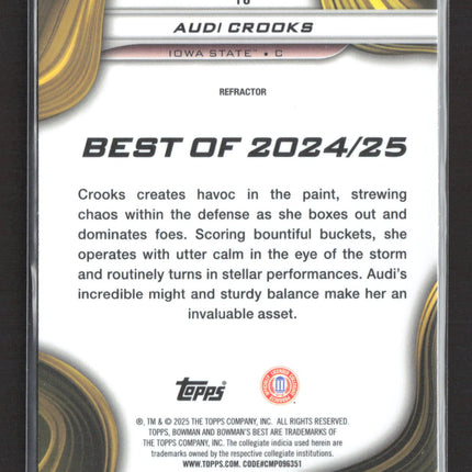 2025 Topps Bowman University Best Audi Crooks #10 Refractor