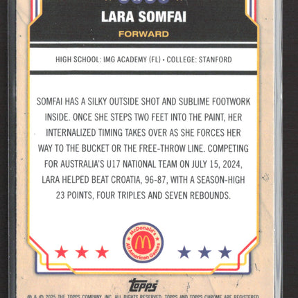 2025 Topps Chrome McDonald's All American Lara Somfai #61 Aqua RayWave 020/199
