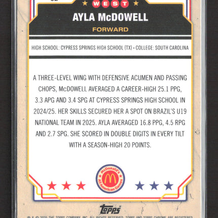 2025 Topps Chrome McDonald's All American Ayla McDowell #32 Cracked Ice