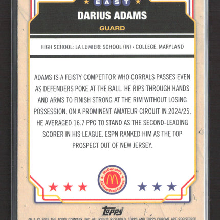2025 Topps Chrome McDonald's All American Darius Adams #2 Refractor