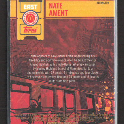 2025 Topps Chrome McDonald's One Trip Ticket Nate Ament #HR-3 Refractor