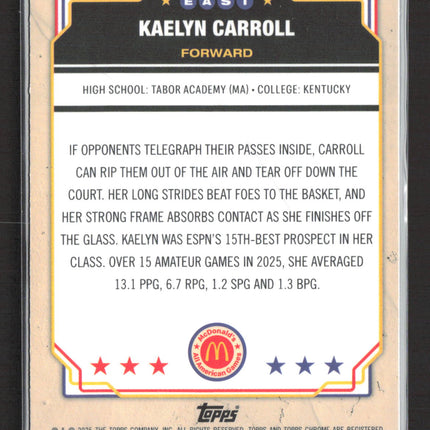 2025 Topps Chrome McDonald's All American Kaelyn Carroll #60 Refractor