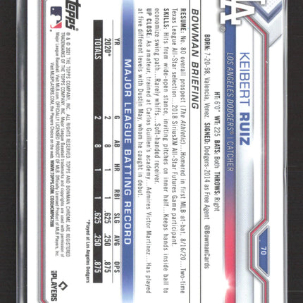 2021 Bowman Chrome Keibert Ruiz #70 Pink Refractor RC 296/299
