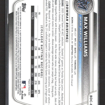 2025 Bowman Chrome Max Williams #BDC-68 Blue 1st Bowman