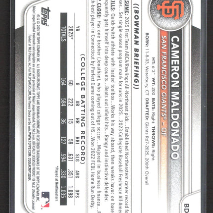 2023 Bowman Draft Cameron Maldonado #BD-99 Sky Blue Paper 053/499