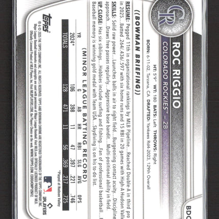 2024 Bowman Chrome Roc Riggio #BDC-19 Green Reptillian 12/99