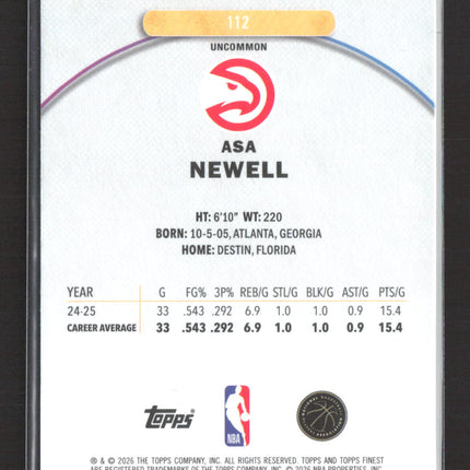 2026 Topps Finest Asa Newell #112 Uncommon RC